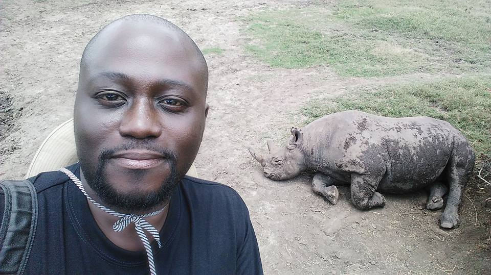 A selfie moment with Sudan, a popular rhinon in Nanyuki, in 'Magical Kenya'