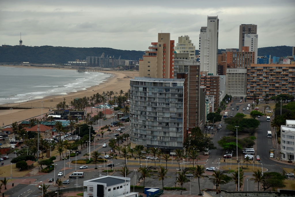The beach front in Durban, the warmest place to be, one of South Africa's tourism destinations. Photo by EDGAR R. BATTE